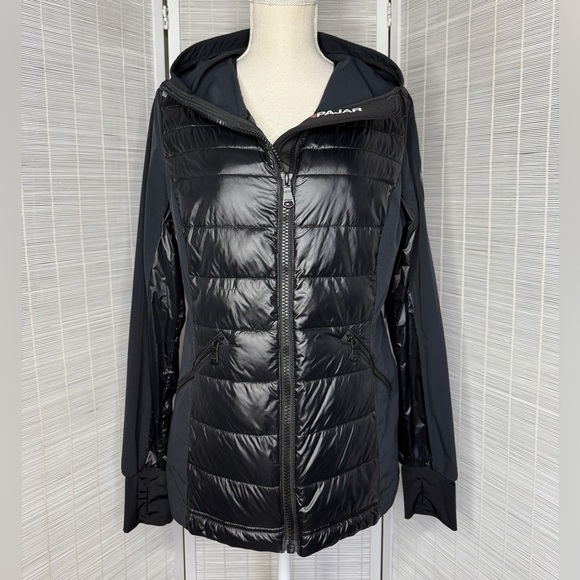 Pajar Cressy Stretch Puffer Black Size L Rain Repellant Thumb Holes Patch Logo - Picture 1 of 12